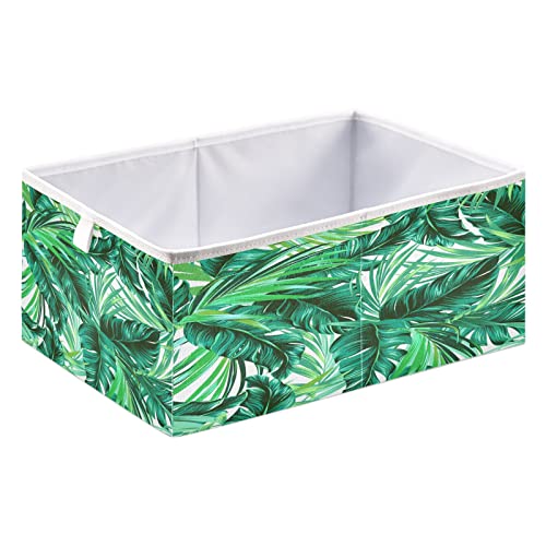 Kigai Tropical Leaves Cube Storage Bins - 11x11x11 In Large Foldable Storage Basket Fabric Storage Baskes Organizer for Toys, Books, Shelves, Closet, Home Decor