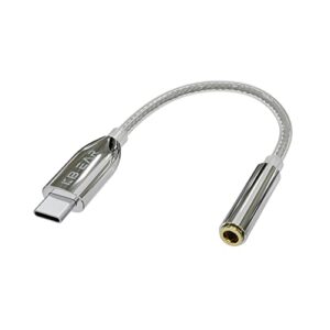 usb type-c to 3.5mm female headphone jack adapter,kbear t1 decoding multi-function dongle cable with realtek alc5686 high-performance dac chip for samsung galaxy s22 s21 ultra s20+