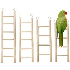 gxxmei 4pcs bird toys wooden ladder, 4 sizes parakeet toys wood ladder, natural wooden step ladder bird ladder, bird climbing toys bird toys for parakeets, parrots, cockatoo and lovebirds