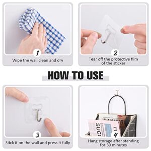 6 Pieces Wall Hanging Storage Bag with 10 Sticky Hooks Grid Over The Door Closet Organizer Pocket Hanging Wall Basket Camper Storage Accessories for Inside Bedroom Bathroom (Gray Grid)