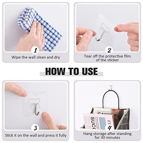 6 Pieces Wall Hanging Storage Bag with 10 Sticky Hooks Grid Over The Door Closet Organizer Pocket Hanging Wall Basket Camper Storage Accessories for Inside Bedroom Bathroom (Gray Grid)