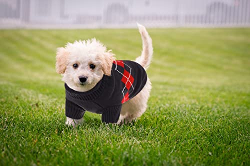 Phyxin Warm Dog Sweater Plaid Pet Knitted Turtleneck XS Puppy Sweaters for Small Dog Knitwear for Dogs Cats in Cold Winter Dog Pullover, Blue XL