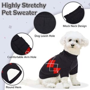 Phyxin Warm Dog Sweater Plaid Pet Knitted Turtleneck XS Puppy Sweaters for Small Dog Knitwear for Dogs Cats in Cold Winter Dog Pullover, Blue XL