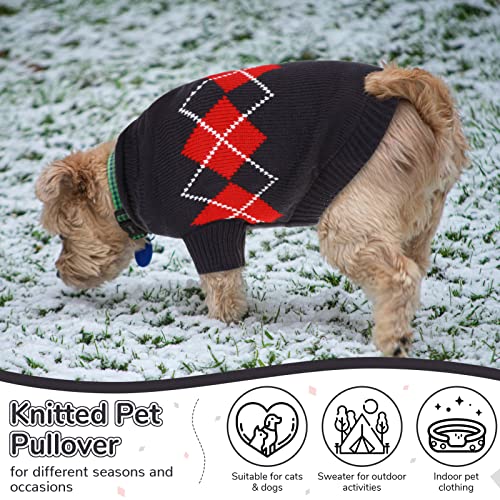 Phyxin Warm Dog Sweater Plaid Pet Knitted Turtleneck XS Puppy Sweaters for Small Dog Knitwear for Dogs Cats in Cold Winter Dog Pullover, Blue XL