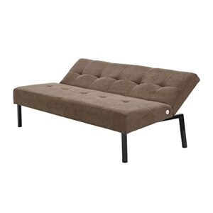 Panana Futon Sofa Bed, Convertible Sofa Small Couch Sleeper Linen Upholstered Home Recliner Reversible Loveseat Folding Daybed Guest Bed for Living Room Apartment Dorm Bonus Room, Brown