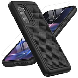 jxvm for motorola moto edge 2022 case: moto edge 2022 5g uw dual layer case | shockproof protective cell phone cover with hybrid sturdy textured shell - drop proof protection - 6.6 inches (black)
