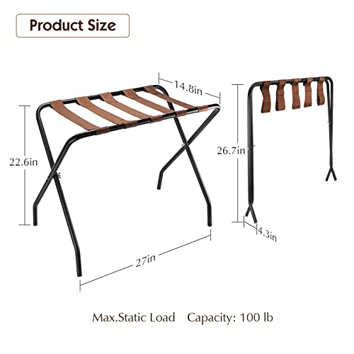 OFIDELITY 2 Pack Luggage Racks for Guest Room, Steel Folding Suitcase Stand with Storage Shelf, Create Extra Space with Luggage Stands for Bedrooms, Hotel, Closet Essentials , Holds up to 100 lb