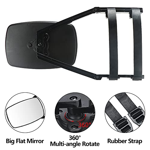 Lifronkit Universal Clip-on Towing Mirrors Extended Mirrors for Towing 360 Degree Rotation Adjustable Towing Mirror, Black, 2 Pieces