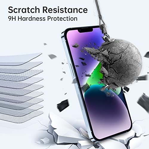 [6-in-1] ULUQ Designed for iPhone 14 Plus Screen Protector 6.7Inch, 2Pack[HD Clear Tempered Glass Screen Protector] +1Pack[Privacy Anti Spy Screen Protector]+3Pack[Camera Lens Protector]Suit All Case