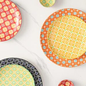 Metahom Salad Plates, Dessert Plates 8 Inch, Colorful Ceramic Plate Set for Pasta, Pancakes, Steak, Set of 6, Dishwasher & Microwave Safe