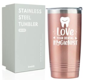 onebttl dental gifts for dental hygienist on national dental hygienists week, birthday and christmas, 20oz insulated stainless steel tumbler - love your dental hygienist