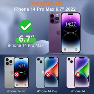 teloxy Magnetic Designed for iPhone 14 Pro Max Case, Drop Protection [Anti-Scratch] [Soft Microfiber Lining] Shockproof Slim Rubber Phone Case for iPhone 14 Pro Max Clear