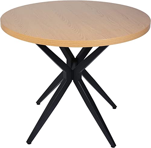 Dining Table TOP Wood Kitchen Coffee Table Counter Modern Cross Metal Led for Cafe Restaurant Wine Bar Home Office Conference Nordic Oak Grid 4-6 (Round 36")