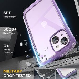 Miracase Glass Series Designed for iPhone 14 Plus Phone Case 6.7 inch, 2023 Upgrade Full-Body Clear Bumper Case with Built-in 9H Tempered Glass Screen Protector and Camera Lens Protector,Purple