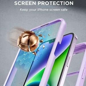 Miracase Glass Series Designed for iPhone 14 Plus Phone Case 6.7 inch, 2023 Upgrade Full-Body Clear Bumper Case with Built-in 9H Tempered Glass Screen Protector and Camera Lens Protector,Purple