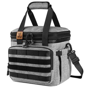 wu insulated large lunch bag 15l18l expandable dry wet separation lunch box pail adults heavy duty waterproof leakproof soft cooler food bag kit, gray