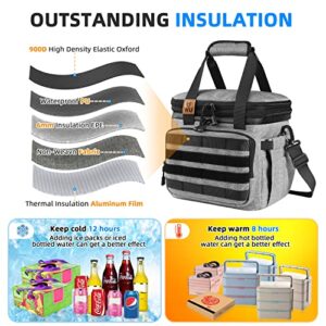 wu Insulated Large Lunch Bag 15L18L Expandable Dry Wet Separation Lunch Box Pail Adults Heavy Duty Waterproof Leakproof Soft Cooler Food Bag Kit, Gray