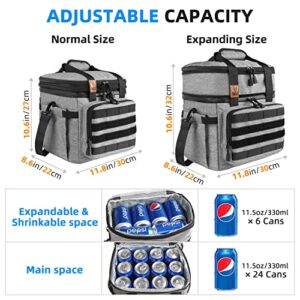 wu Insulated Large Lunch Bag 15L18L Expandable Dry Wet Separation Lunch Box Pail Adults Heavy Duty Waterproof Leakproof Soft Cooler Food Bag Kit, Gray