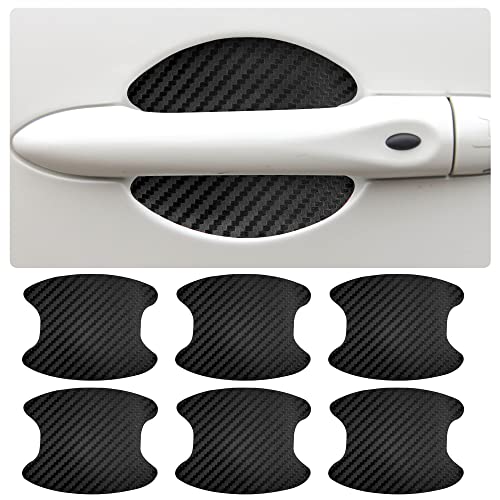 6 PCS Car Door Handle Car Sticker,3D Scratch Resistant Carbon Fiber Wrist Sticker-Traceless Car Door Handle Protective Film,Universal for Most Car Handles (Black)