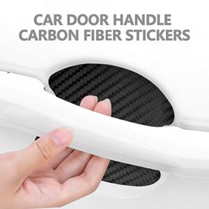 6 PCS Car Door Handle Car Sticker,3D Scratch Resistant Carbon Fiber Wrist Sticker-Traceless Car Door Handle Protective Film,Universal for Most Car Handles (Black)