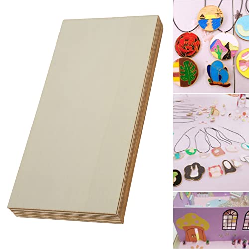 10Pcs Rectangle Blank Wooden Sheets Wood Slices DIY Wood Sheets for Home Decoration Party Ornaments