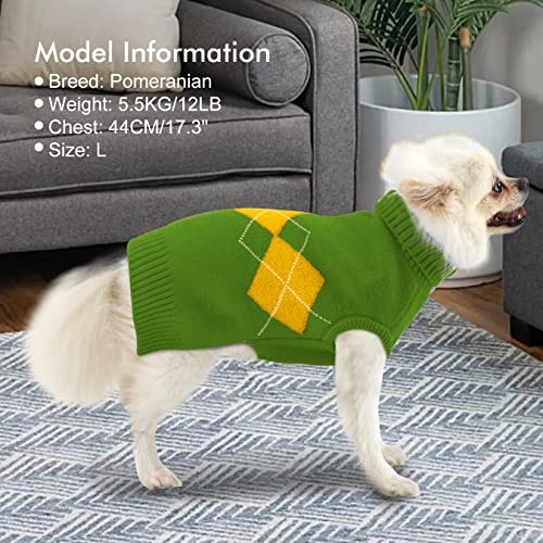 ALAGIRLS Kawai Green Cat Christmas Sweater Dog Clothes for Boys Girls,Winter Warm Turtleneck Fleece Puppy Sweater,Holiday Pet Outfits Apparel,Green S