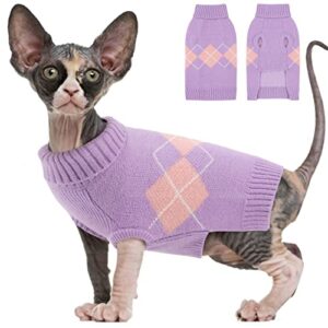 alagirls classic plaid dog sweater warm puppy clothes,thick breathable medium large cat sweater,cute doggies kittens coat holiday pet outfits apparel,purple m