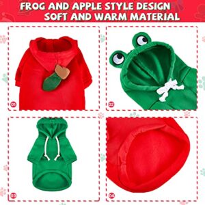 2 Pieces Dog Hoodies Frog Shape Puppy Clothes Dog Fruit Sweatshirt Outfit Warm Winter Sweater Coat Costume for Medium Dogs Cat Puppy Chihuahua Yorkie Clothes Cold Weather Coat, M