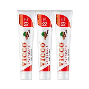 vicco vajradanti herbal toothpaste 18 herbs and barks - pack of 3 (100g) - specially packed and exported by behal international