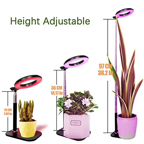 Grow Light, Full Spectrum LED Plant Light for Indoor Plants, Grow lamp with Stable Base, Height Adjustable and 3 Switch Modes, 3/9/12H Timer 10-Level Dimmable Brightness for Small Plant