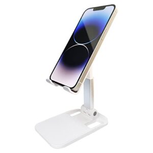 zronst phone stand for desk foldable adjustable angle height portable cell phone holder compatible with iphone ipad android (white)