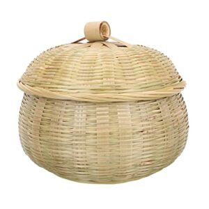 doitool woven basket wicker storage basket with lid round waste basket seagrass rattan baskets woven storage bins wooden picnic basket laundry hamper container bamboo- woven basket