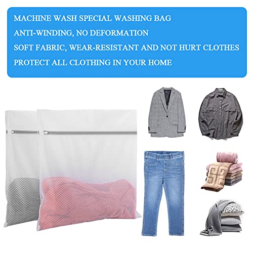 Mesh Laundry Bags, iDeep 3Pcs Durable Reusable Laundry Bags for Delicates with Premium Zipper, 23.6*23.6 inch Washing Bags for Washing Machine, Travel Storage Organize Bag for Clothes,Sheet, Shoes