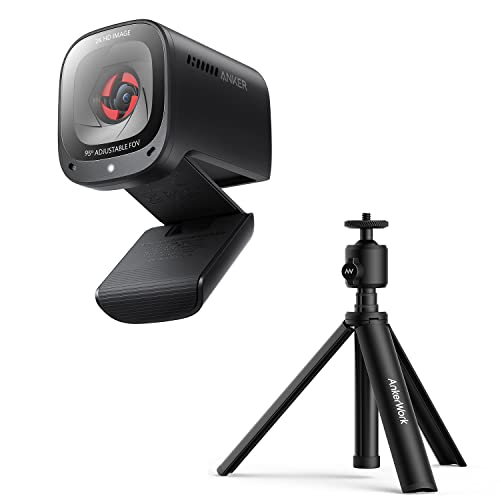 Anker PowerConf C200 2K and AnkerWork Mini Tripod, 15.74" Adjustable and Extendable Design, Holds up to 3.3lb, Mac Webcam, Webcam for Laptop, Adjustable Field of View, Built-in Privacy Cover