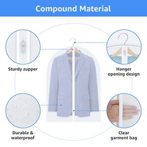 LEKHU 32'' Clear Garment Bags for Hanging Clothes,Suit Bags for Closet Storage Travel Moth-Proof Breathable Dust Clothing Cover Protecting with Zipper for Short Coats Jackets, 12 Pack