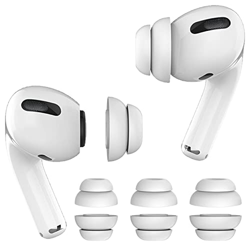 3 Pairs (Double Flange) Ear Tips Compatible with AirPods Pro 1st and 2nd, S/M/L Silicone (Fit in Case) Flexible Noise Reduce Earplug Earbuds Eartips Compatible with AirPods Pro 2 and 1 - White