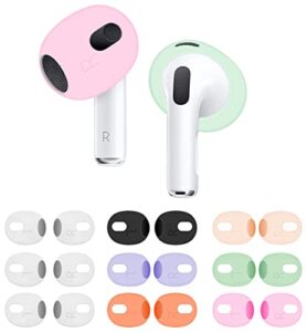 9 pairs (fit in case) ear tips compatible with airpods 3rd, replacement ultra thin slim silicone eartips earbuds gel cover accessories compatible with airpods 3-3 white multicolor
