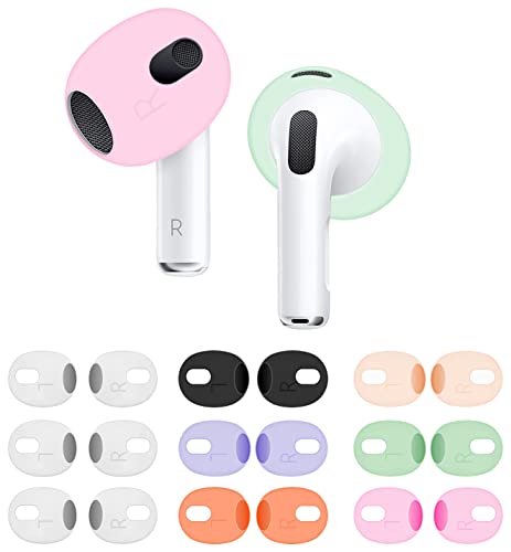 9 Pairs (Fit in Case) Ear Tips Compatible with AirPods 3rd, Replacement Ultra Thin Slim Silicone Eartips Earbuds Gel Cover Accessories Compatible with AirPods 3-3 White Multicolor