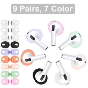 9 Pairs (Fit in Case) Ear Tips Compatible with AirPods 3rd, Replacement Ultra Thin Slim Silicone Eartips Earbuds Gel Cover Accessories Compatible with AirPods 3-3 White Multicolor