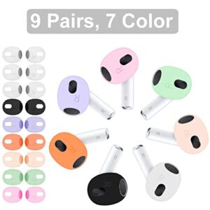 9 Pairs (Fit in Case) Ear Tips Compatible with AirPods 3rd, Replacement Ultra Thin Slim Silicone Eartips Earbuds Gel Cover Accessories Compatible with AirPods 3-3 White Multicolor