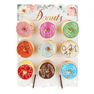 donut wall stand with string lights, large capacity divava reusable donut board display for parties, wood donut party decorations for christmas parties, baby showers, wedding, great gift for christmas