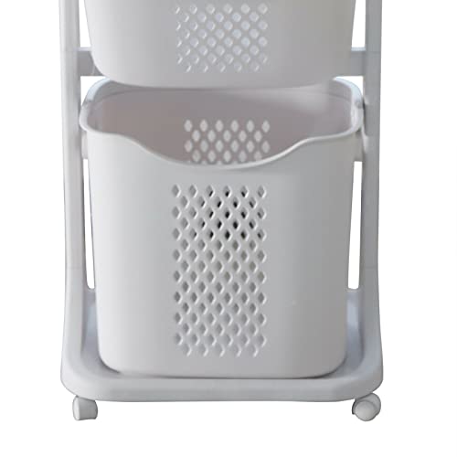 3 Layer Laundry Hamper Basket Sorter Wash Clothes Storage Organizer Rolling Cart With pulleys, used in the bathroom bedroom to store dirty clothes clothes basket