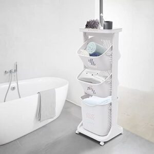 3 Layer Laundry Hamper Basket Sorter Wash Clothes Storage Organizer Rolling Cart With pulleys, used in the bathroom bedroom to store dirty clothes clothes basket