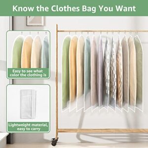 LAPPR Garment Bags for Hanging Clothes Closet Storage, 32" Set of 12 Clear Suit Bags Plastic Clothes Protectors for Shirt,T-shirt,Girl Dress Dance Costumes