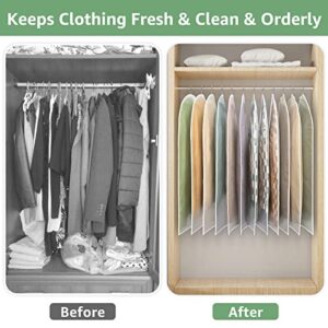 LAPPR Garment Bags for Hanging Clothes Closet Storage, 32" Set of 12 Clear Suit Bags Plastic Clothes Protectors for Shirt,T-shirt,Girl Dress Dance Costumes