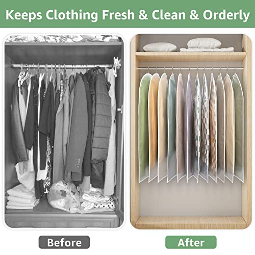 LAPPR Garment Bags for Hanging Clothes Closet Storage, 32" Set of 12 Clear Suit Bags Plastic Clothes Protectors for Shirt,T-shirt,Girl Dress Dance Costumes