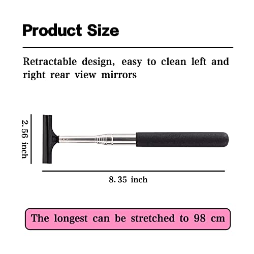 jeseny 1 PC Car Rearview Mirror Wiper Telescopic Auto Mirror Squeegee 98cm Long Handle Cleaning Tool Glass Mist Cleaner Black