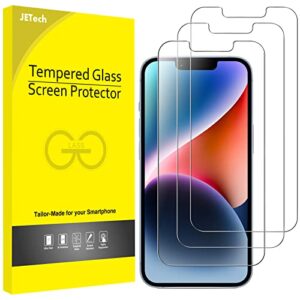 jetech screen protector for iphone 14 plus 6.7-inch (not for iphone 14 6.1-inch), tempered glass film, 3-pack