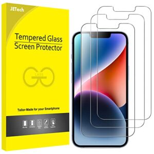 jetech screen protector for iphone 14 6.1-inch (not for iphone 14 plus 6.7-inch), tempered glass film, 3-pack