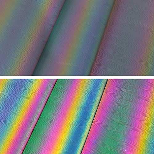 HYANG Dark Night Light Color Change Reactive Iridescent Wave Faux Leather Sheets 1 Rolls 12"X53"(30cmX135cm), Faux Leather Very Suitable for Leather Earrings, Bows, Handbag,Sewing,Crafts Making